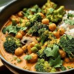 curry végétarien brocoli pois chiche champignon